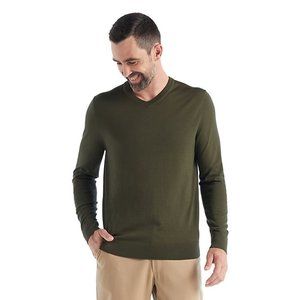 Icebreaker‎ Men's Wilcox LS V Neck Sweater - XL - Loden NWT